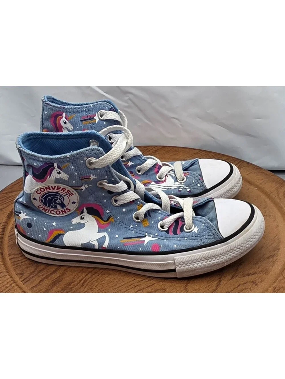 🔥Converse CHUCK TAYLOR Blue Unicorn Kid 1Y Canvas Shoe Sneakers 665472C 🔥